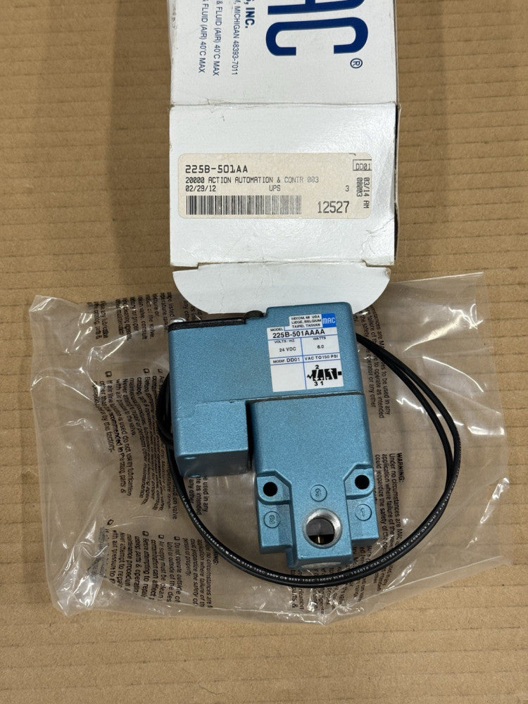 MAC 225B-501AA Solenoid Valve - 24Vdc 6W - Unused