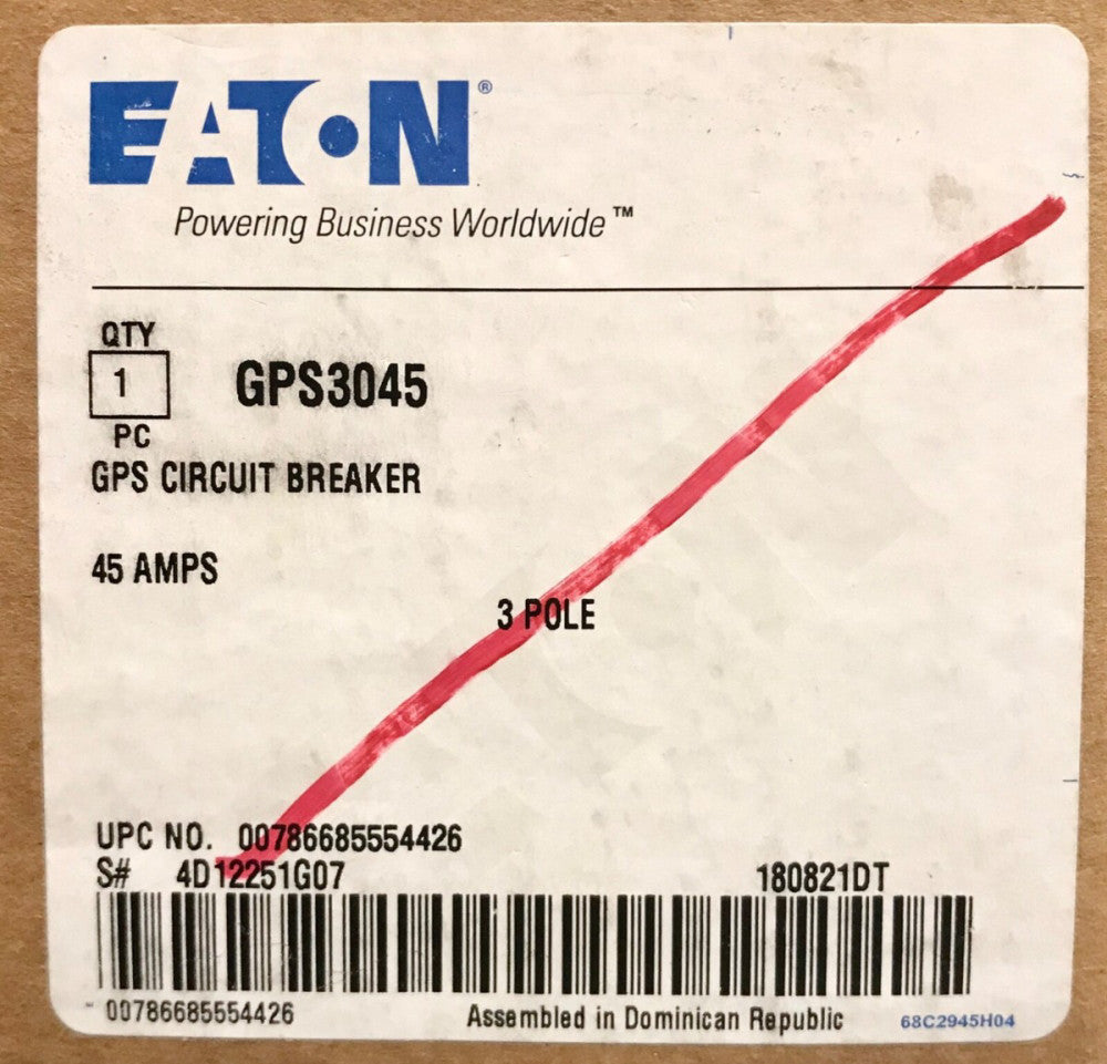 EATON CUTLER HAMMER GPS3045 3 Pole 45 AMP Type GPS Circuit Breaker