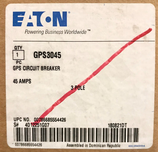 EATON CUTLER HAMMER GPS3045 3 Pole 45 AMP Type GPS Circuit Breaker