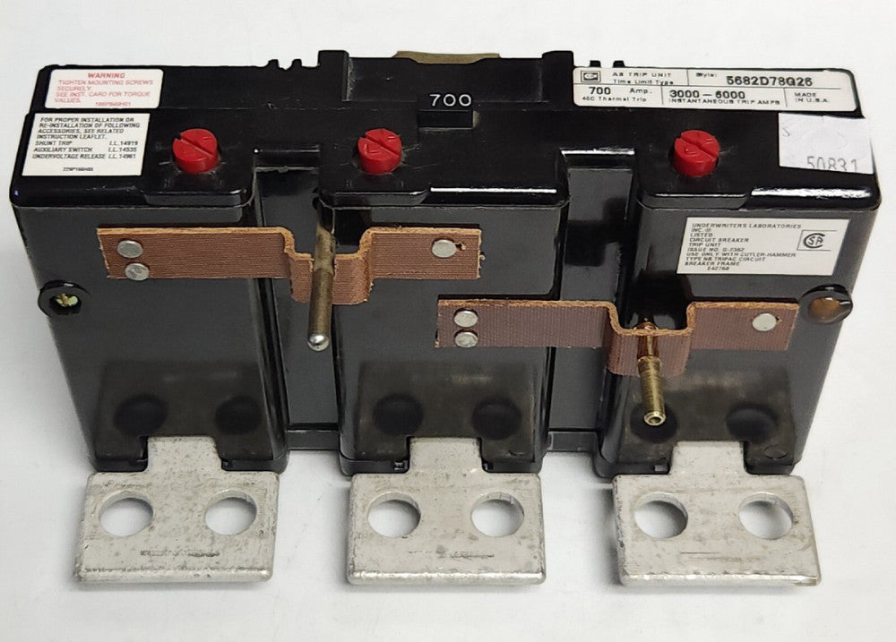 CUTLER HAMMER WESTINGHOUSE NB3700PT 700 AMP Type NB TRI PAC TRIP Unit 5682D78G26