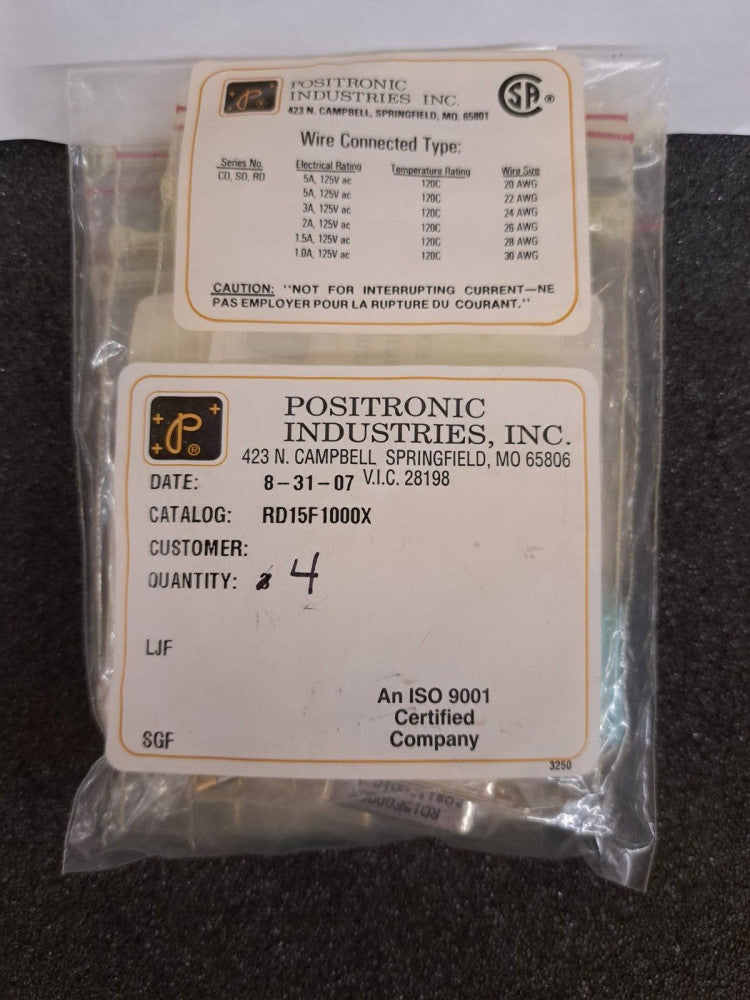New, Positronic, RD15F0000X, D-SUB FEMALE CONNECTOR 15P CRIMP TIN SHELL