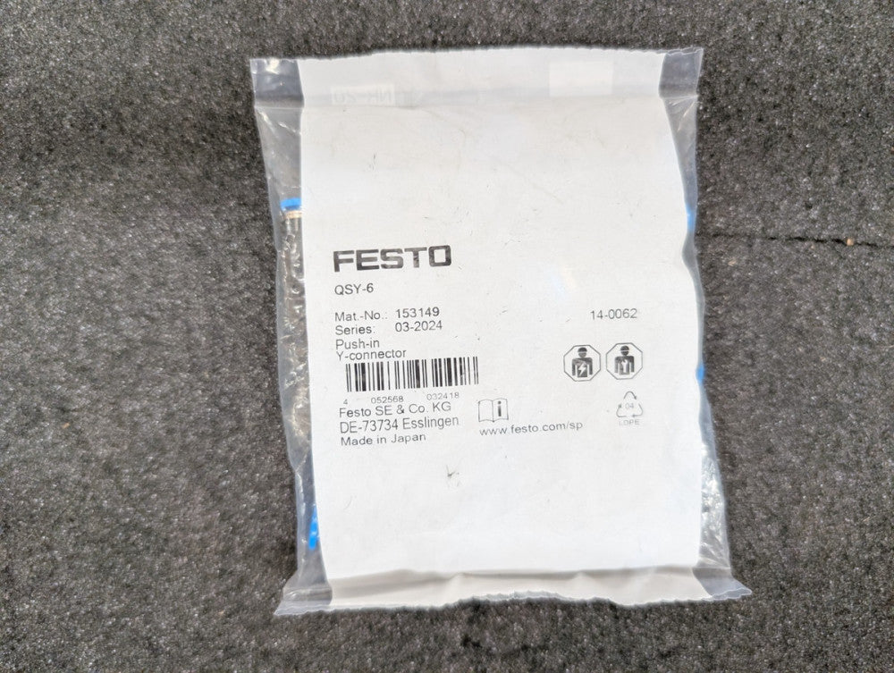 New, Festo, QSY-6, PUSH-IN Y-CONNECTOR - Lot of 10pcs