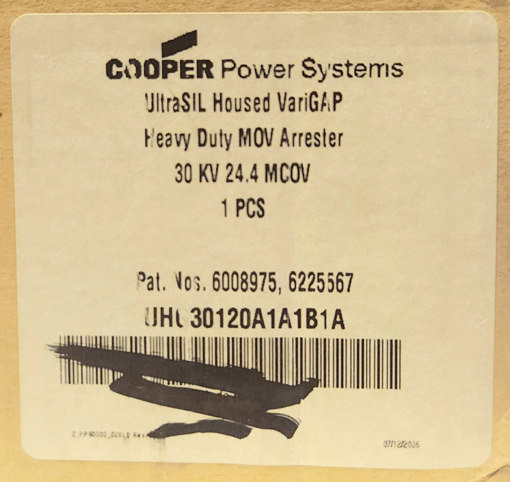 COOPER POWER SYSTEMS UHG30120A1A1B1A 30 KV MOV Arrestor Ultra SIL Vari GAP 34.4