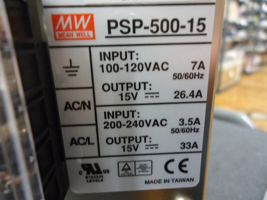 PSP-500-15 Meanwell 500 Watt PFC Enclosed AC/DC BRAND NEW!