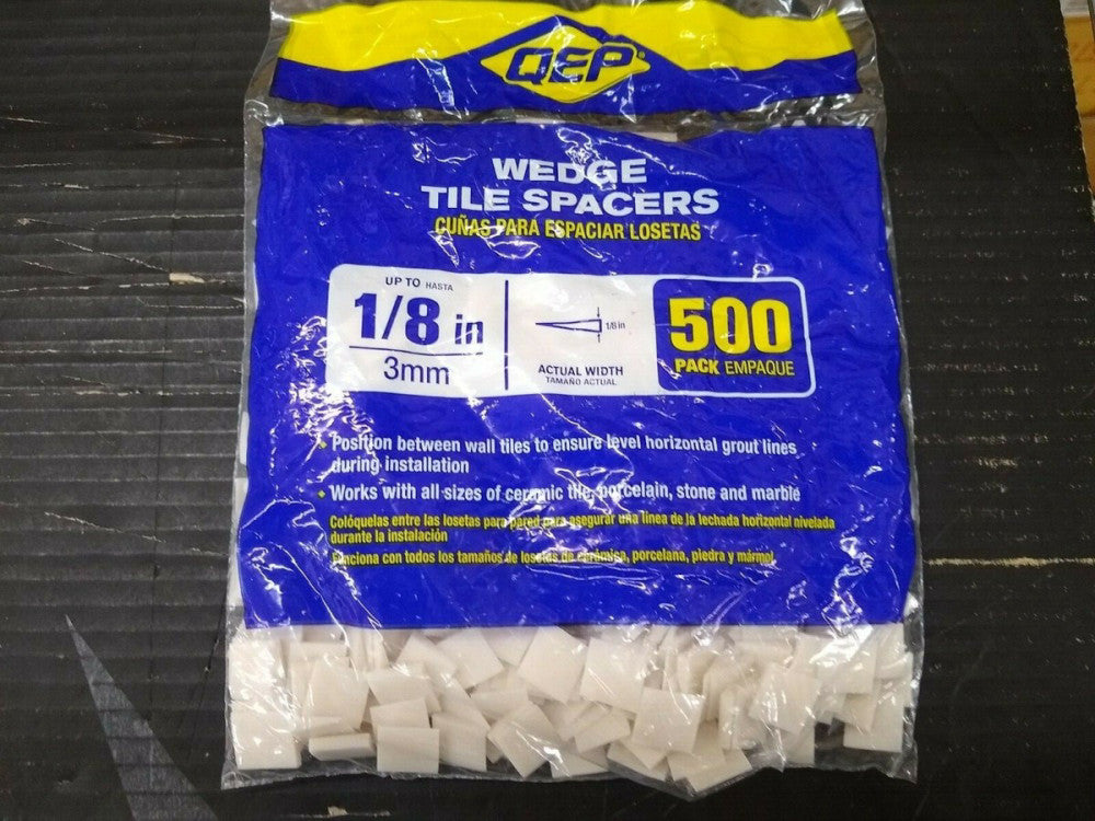 New, QEP, 10285Q, WEDGE TILE SPACERS 1/8IN 3MM- 1000Pcs total (2 bags @ 500pcs)