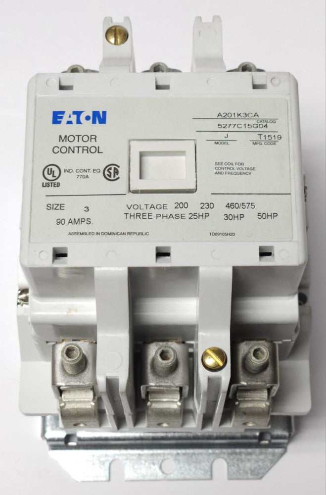 EATON CUTLER HAMMER A201K3CA 120 VAC Size 3 A201 A200 Contactor 90 AMP 3 Pole