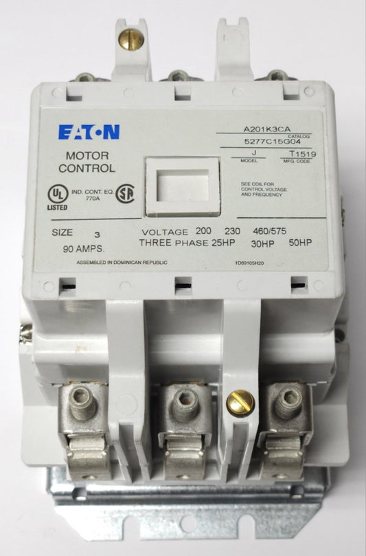 EATON CUTLER HAMMER A201K3CA 120 VAC Size 3 A201 A200 Contactor 90 AMP 3 Pole