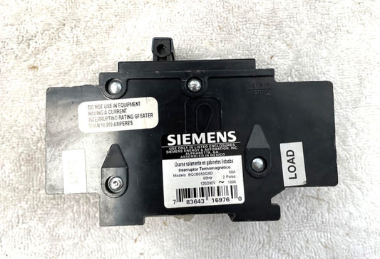 Siemens BQ2B050QXD Circuit Breaker, 2 Pole, 50 Amp, 120/240V