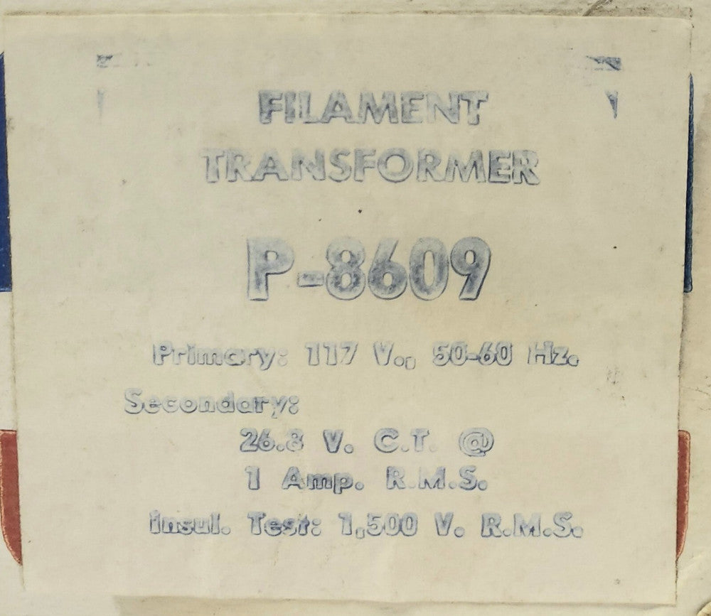 STANCOR P-8609 FILAMENT TRANSFORMER 9017A Primary 117 VAC Secondary 28.8 Volt