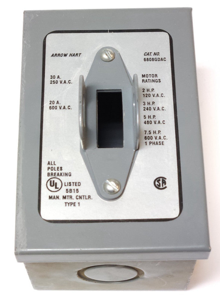 ARROW HART 6808GDAC Manual Motor Starter Enclosure ONLY 2-7.5 HP Nema 1 Indoor