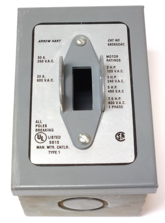ARROW HART 6808GDAC Manual Motor Starter Enclosure ONLY 2-7.5 HP Nema 1 Indoor