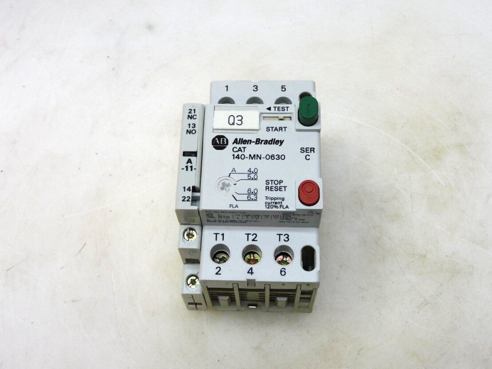 ALLEN BRADLEY 140-MN-0630 SER C MANUAL MOTOR STARTER W/ CAT 140-A11 SER C