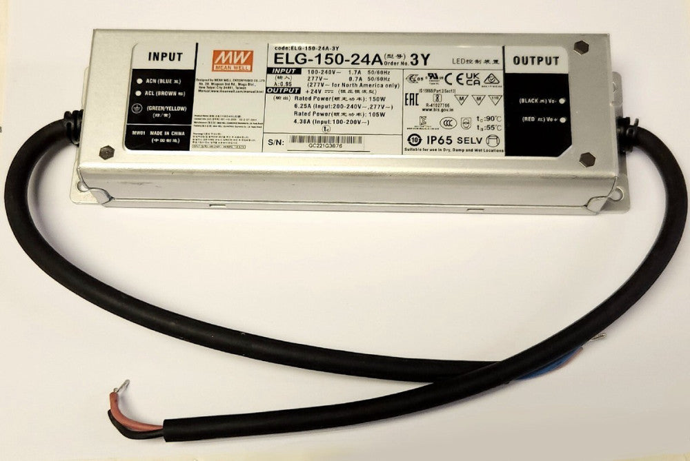 MW MEAN WELL ELG 150 24A 3Y Power Supply Input 100-240 & 277 VAC Output 24 VDC