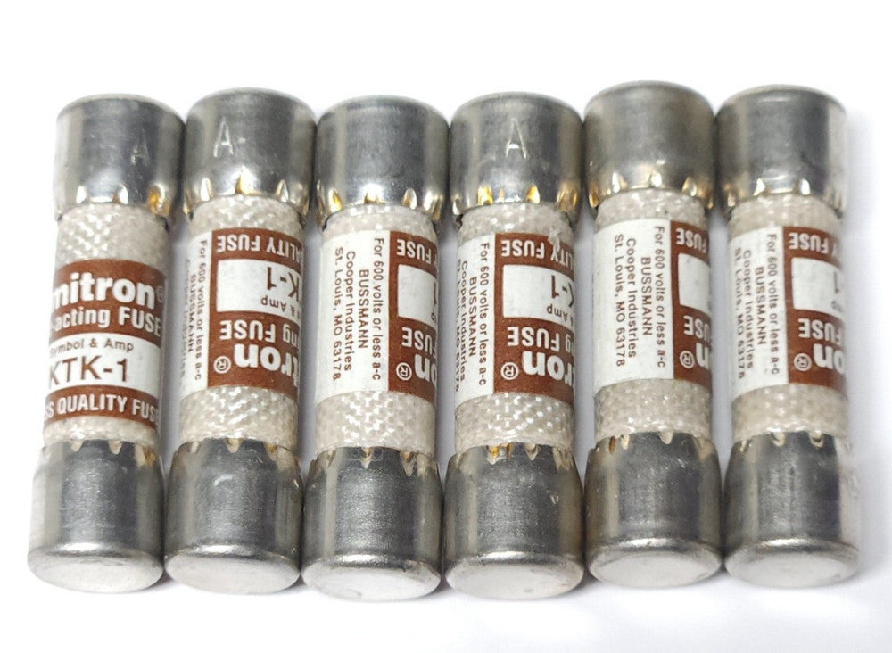 LOT OF 6 BUSSMANN BUSS KTK-1 Limitron 1 AMP Fuse 600 VAC
