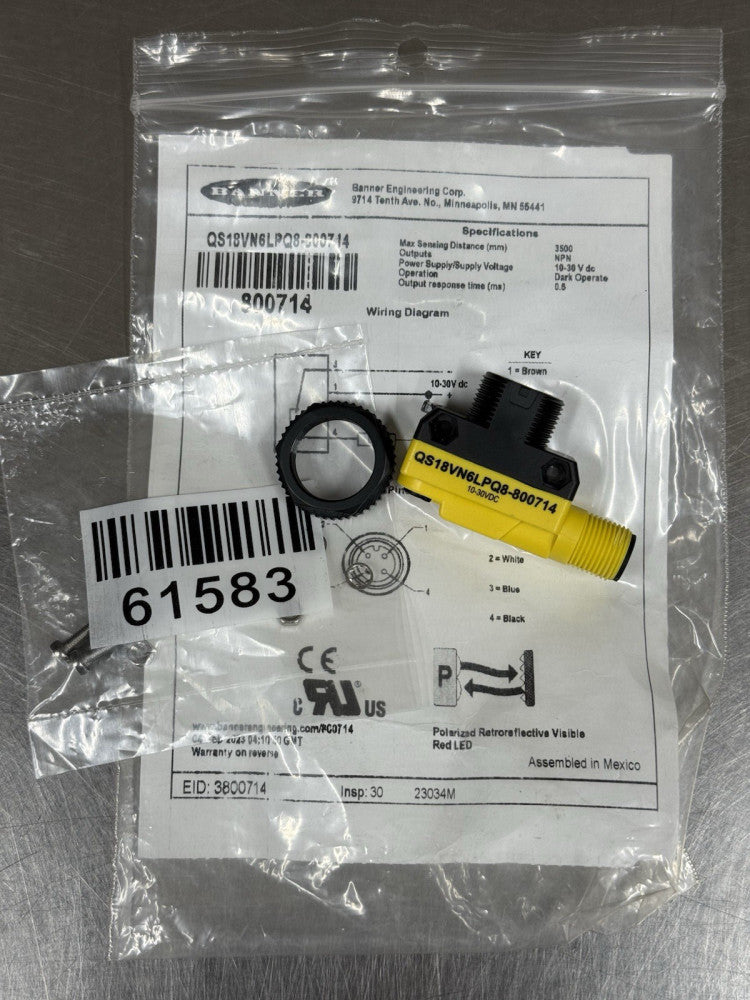 Banner QS18VN6LPQ8-800714 10-30VDC Photoelectric Sensor - New 800714