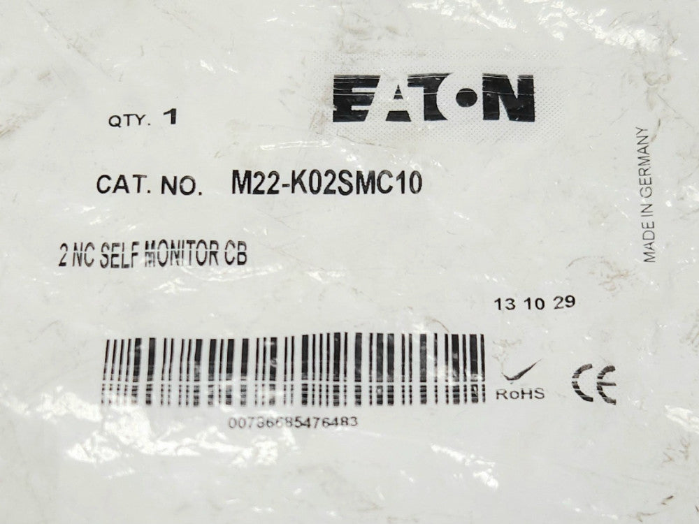 EATON M22 K02SMC10 2 NC Self Monitor Contact Block For M22 Pushbutton