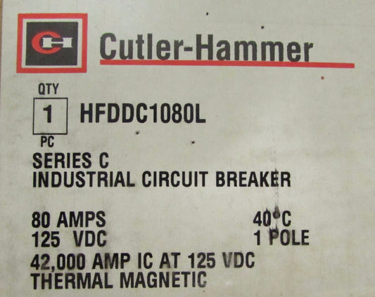 EATON CUTLER HAMMER HFDDC1080L Single Pole 80 Amp HFD DC Breaker