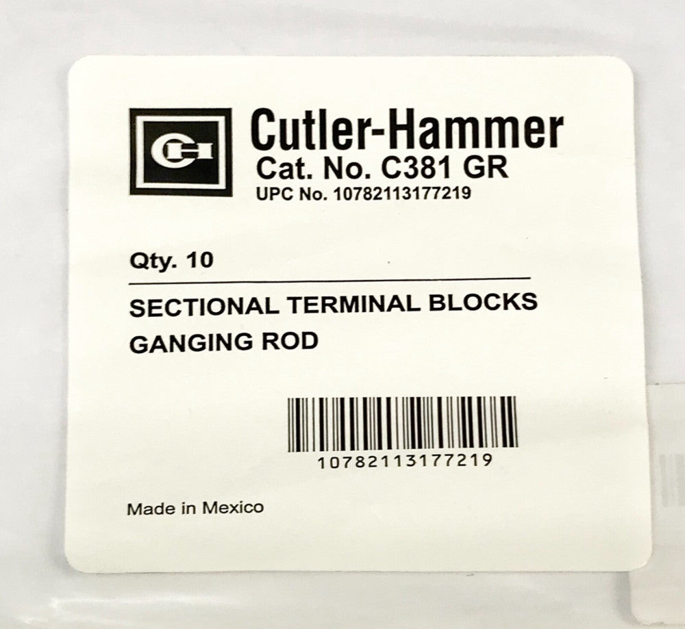 EATON CUTLER HAMMER C381 GR Sectional Terminal Blocks Ganging Rod 6" C381-GR
