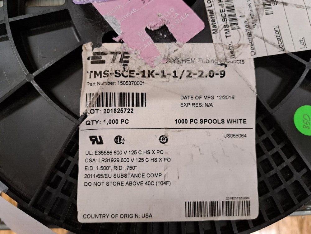 New, TE Connectivity, TMS-SCE-1K-1-1/2-2.0-9, LABEL HEAT SHR. WHITE - Lot of 25