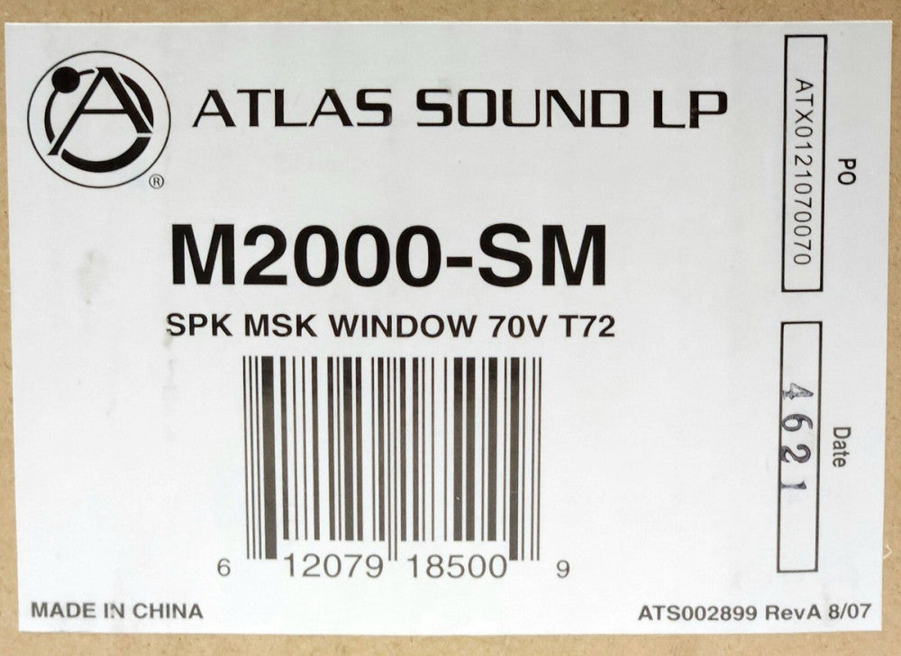 ATLAS SOUND LP M2000 SM SPK MSK WINDOW 70V T72 Security Masking System M2000-SM