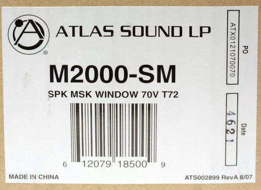 ATLAS SOUND LP M2000 SM SPK MSK WINDOW 70V T72 Security Masking System M2000-SM