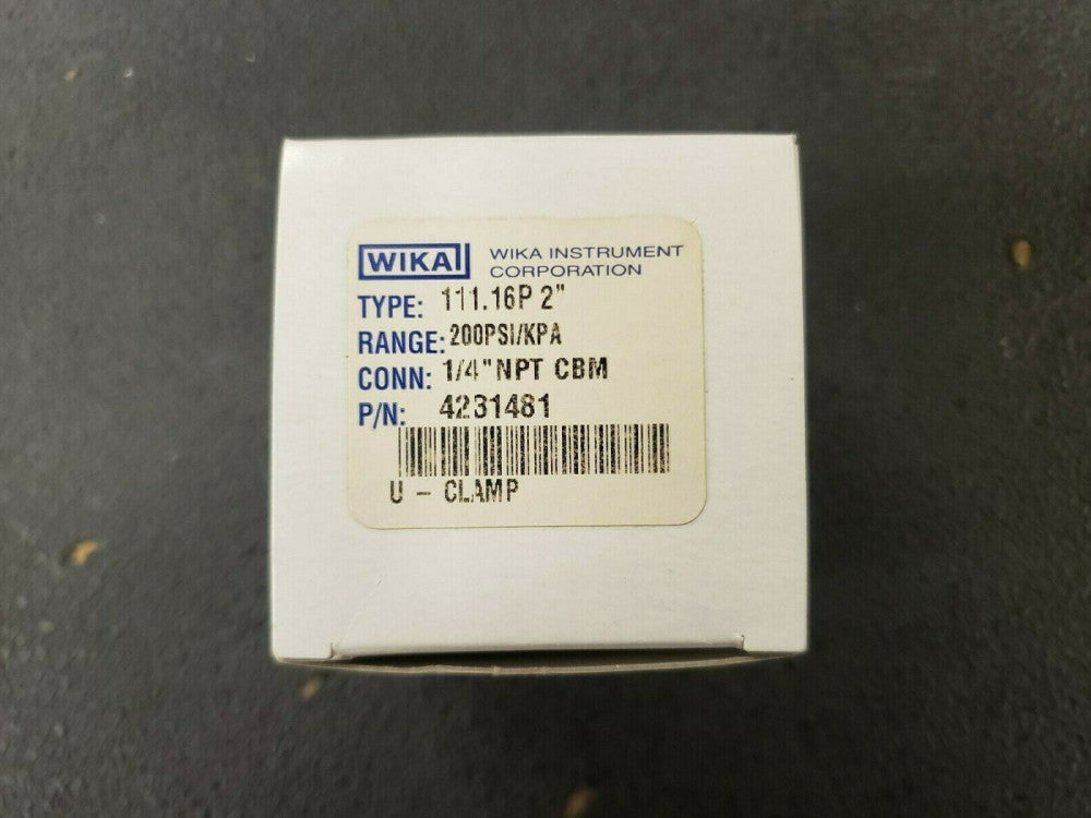 NEW, WIKA, Type 111.16P-2-CBM-1/4NPT-0-200-PSI/KPA, P/N - 4231481, PM Gauge