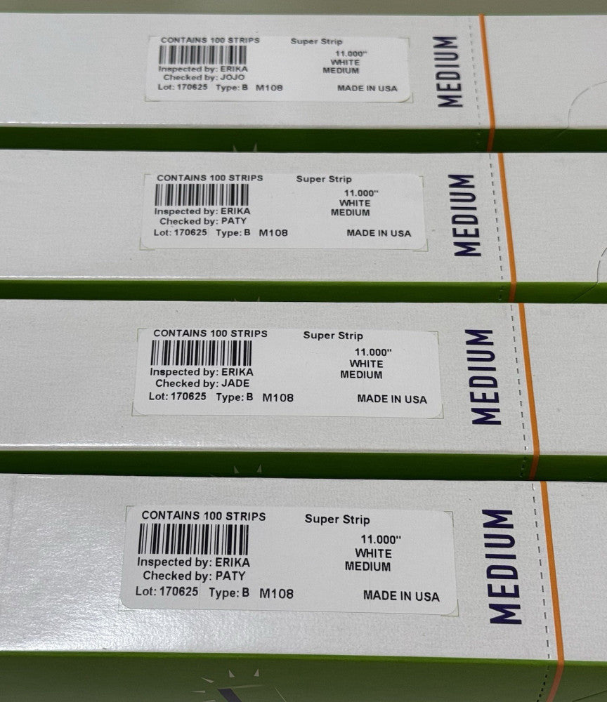 Lot of 4 - Powis Fastback 11" White Medium Super Strip M108 - 100 Per Box