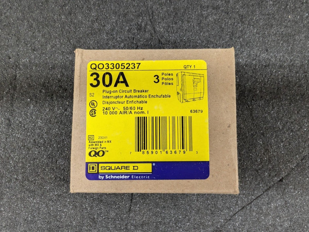 New, Schneider Electric, QO330-5237, SQUARE D - MINIATURE CIRCUIT BREAKER 240V 3