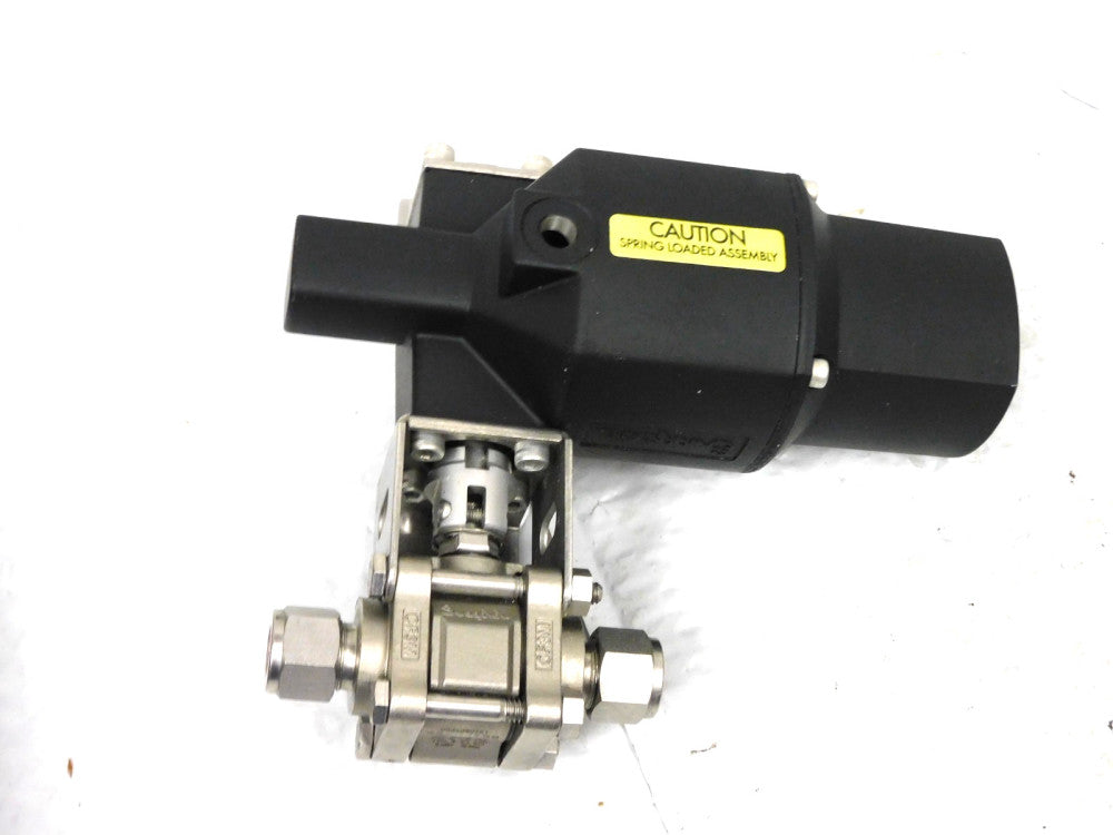 Swagelok 133SR Spring Return Actuator 200Psi 90° W/ SS-63TS8 Valve 1/2" tube