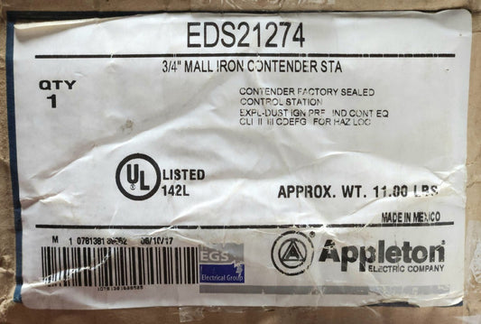 EMERSON APPLETON EGS EDS21274 Type SSA HAZORDOUS LOCATION Selector Switch HOA