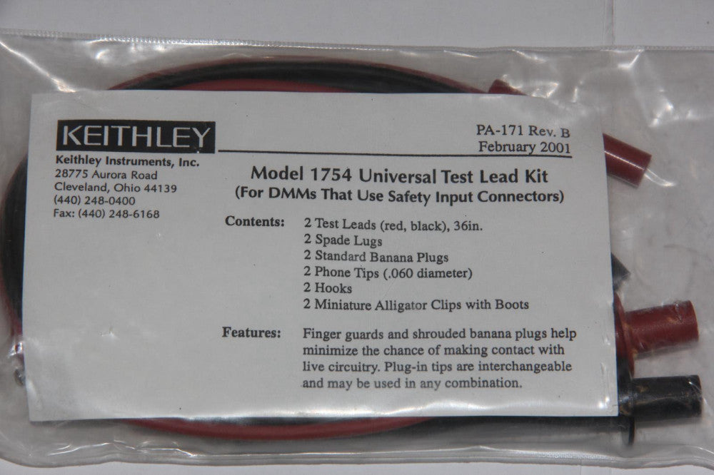 KEITHLEY 1754 Universal Test Lead Kit for DMMs and Series 2400 SMUs "NEW"