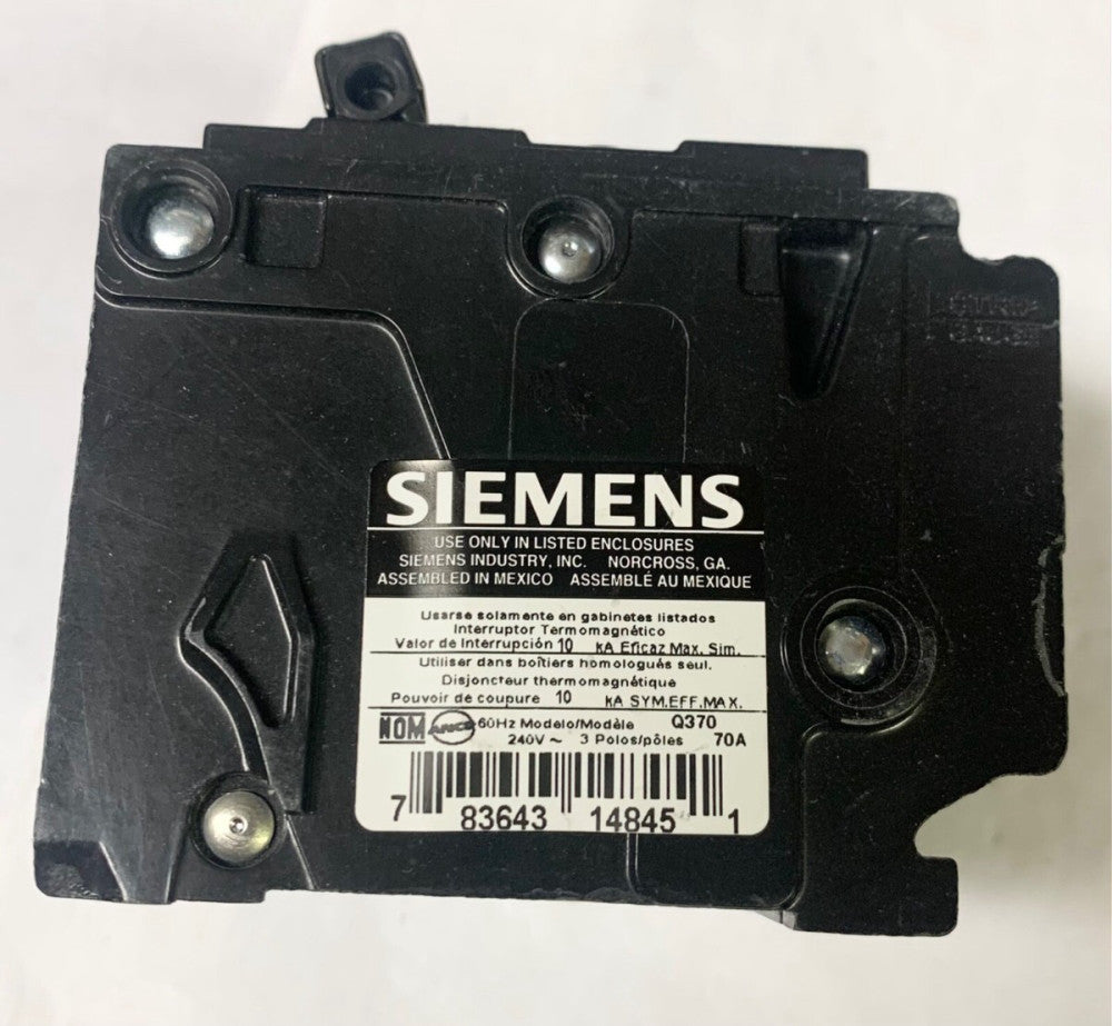 SIEMENS Q370 3 Pole 70 AMP Type QP Circuit Breaker Quick Lag 