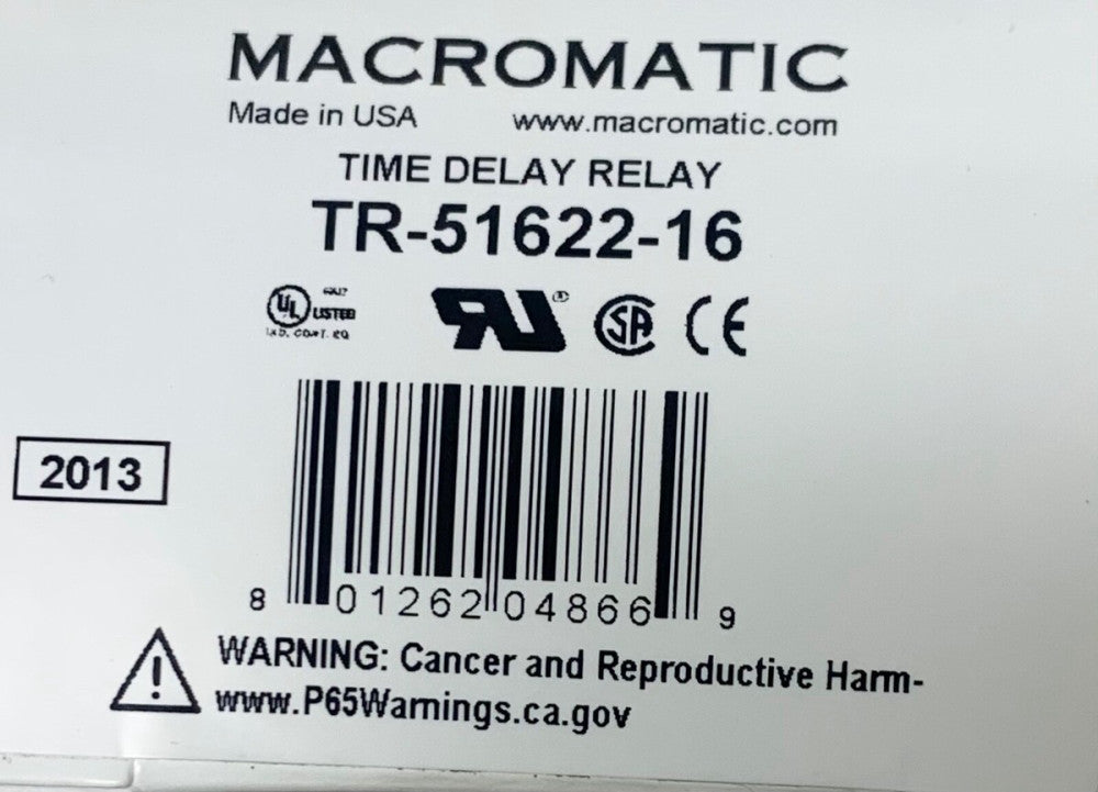 MACROMATIC TR 51622 16 Time Delay Relay Timer 120 VAC VDC 0.6-60 Minute Time