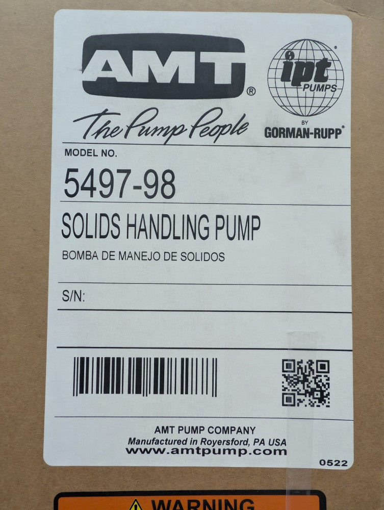 New, AMT, 5497-98, High Volume Straight Centrifugal Pump -2"x1.5", 156 GPM, 3 HP