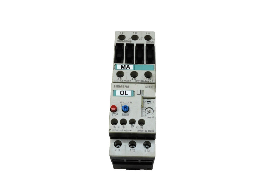 Siemens 3RT1024-1A..0 Starter 120v 60hZ 3RU1126-1GB0 4.5-6.3A