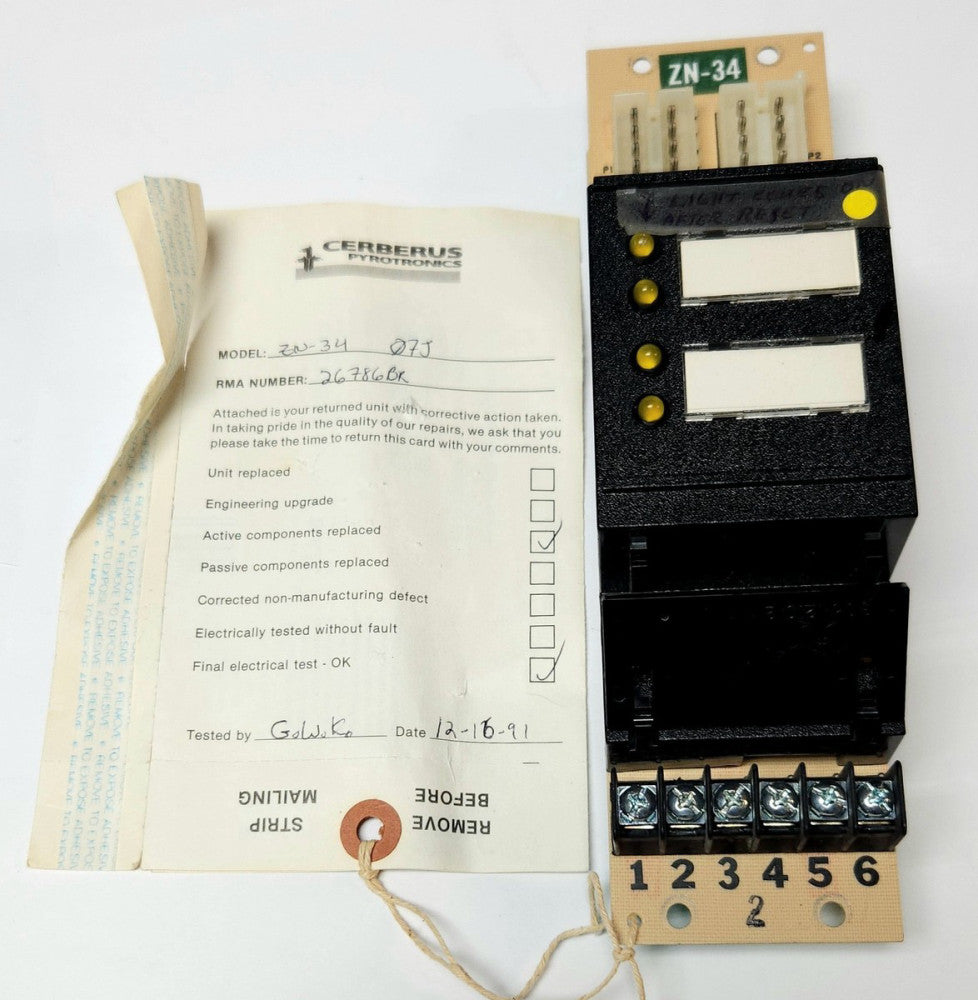 CERBERUS PYROTRONICS ZN 34 MODEL ZN-34 07J FIRE ALARM CONTROL DY-1-0 580 121651