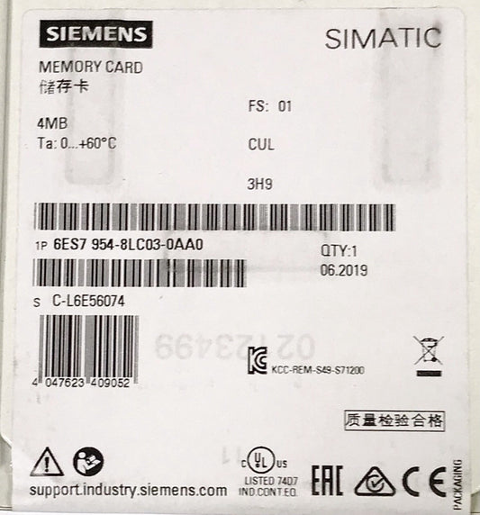 SIEMENS 6ES57 954 8LC03 0AA0 SIMATIC 4MB Memory CARD Module