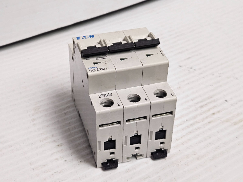 EATON CIRCUIT BREAKER FAZ-C10/3 10 A AMP 3P 3 POLE 400V - USED