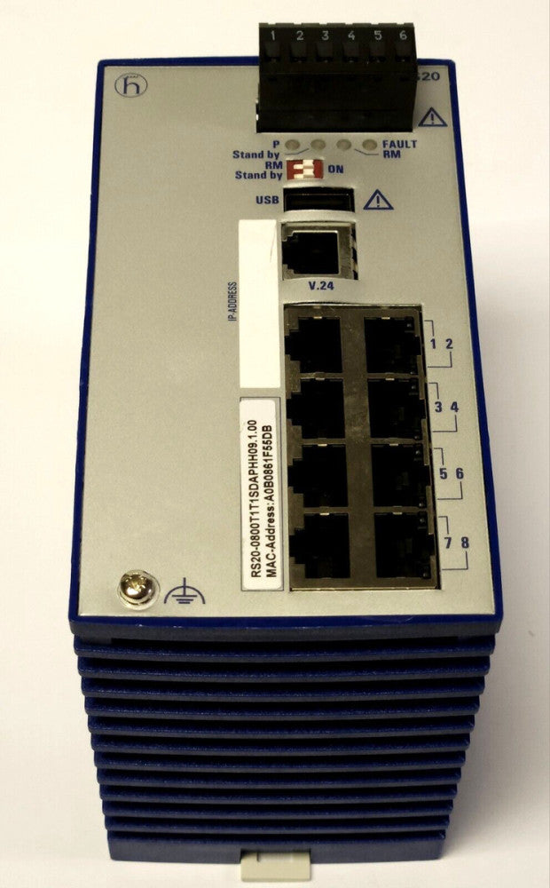 HIRSCHMANN RS20 0800T1T1SDAPHH09 1.00 RS20 Rail Switch 8 Port Ethernet Control