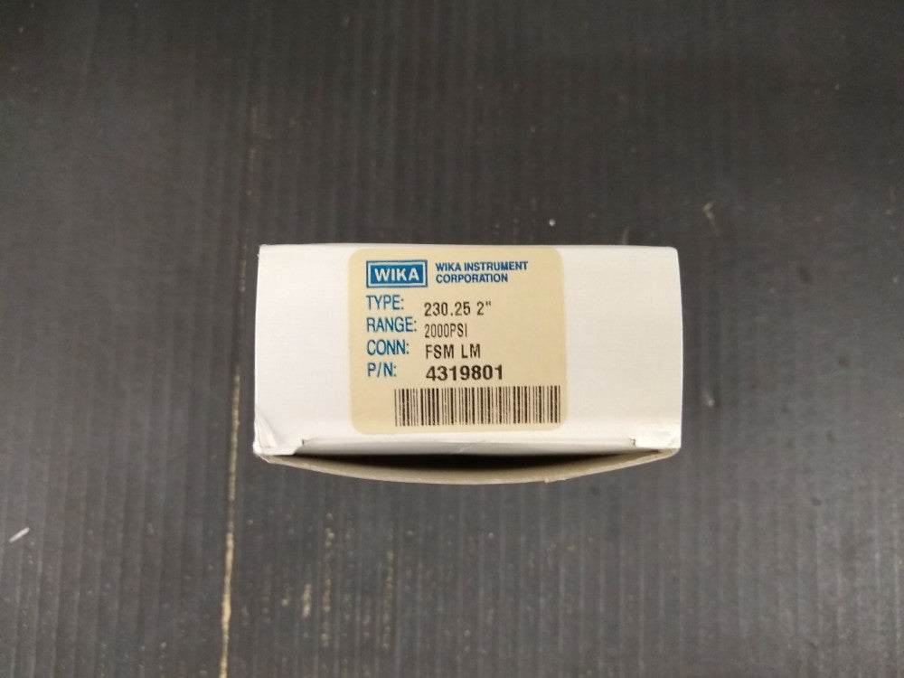 New, Wika, 230.25-2-LM-FSM-0-2000, Pressure Gauge, 2" Face, LM Male VCR, 2000psi