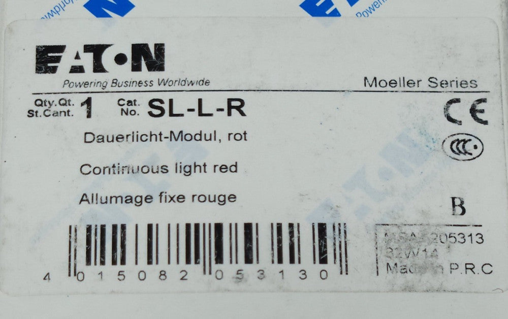 EATON SL-L-R 24-230 Volt Light Red Tower Stack Light SL L R Continuous