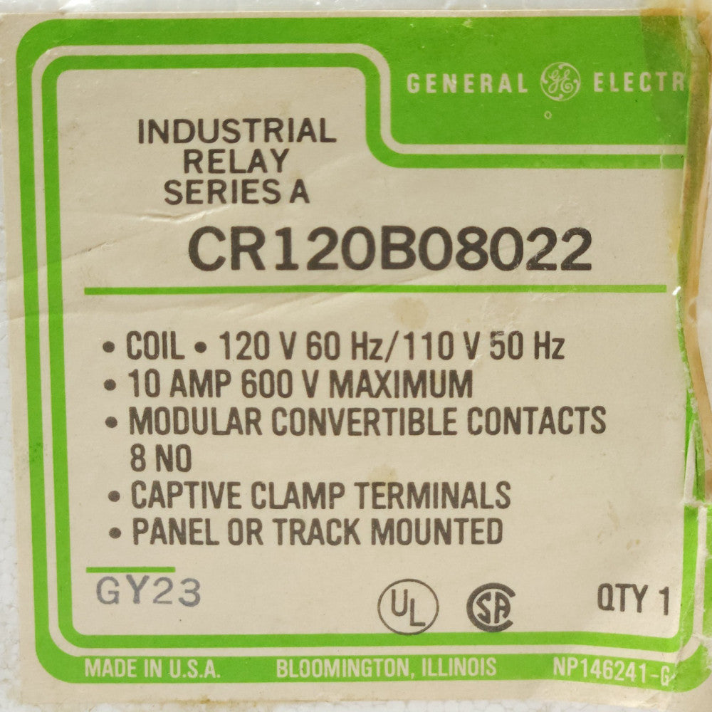 GENERAL ELECTRIC CR120B08022 Industrial Control Relay 120 VAC Coil 600 VAC Rated