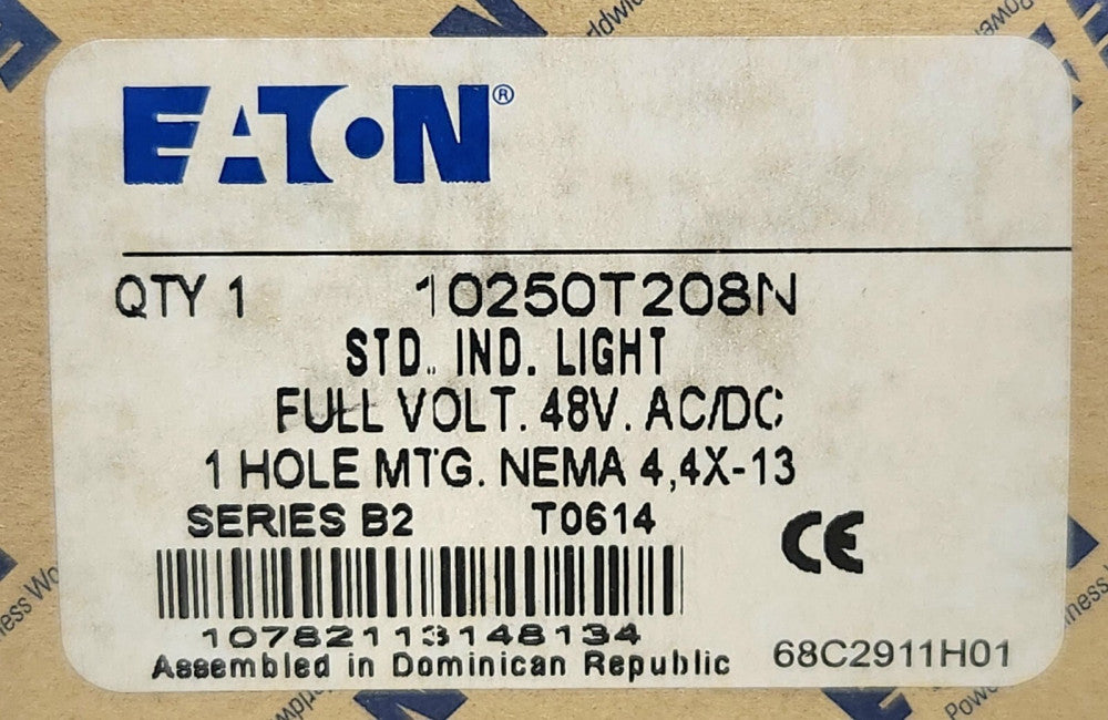 EATON CUTLER HAMMER 10250T208N 48 VAC VDC Indicating Pilot Light