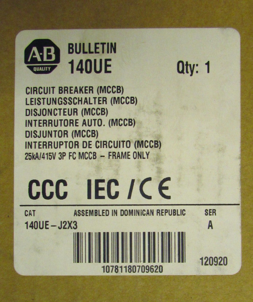 ALLEN BRADLEY 140UE J2X3 3 Pole 250 Amp 140UE-J2 Circuit Breaker Frame