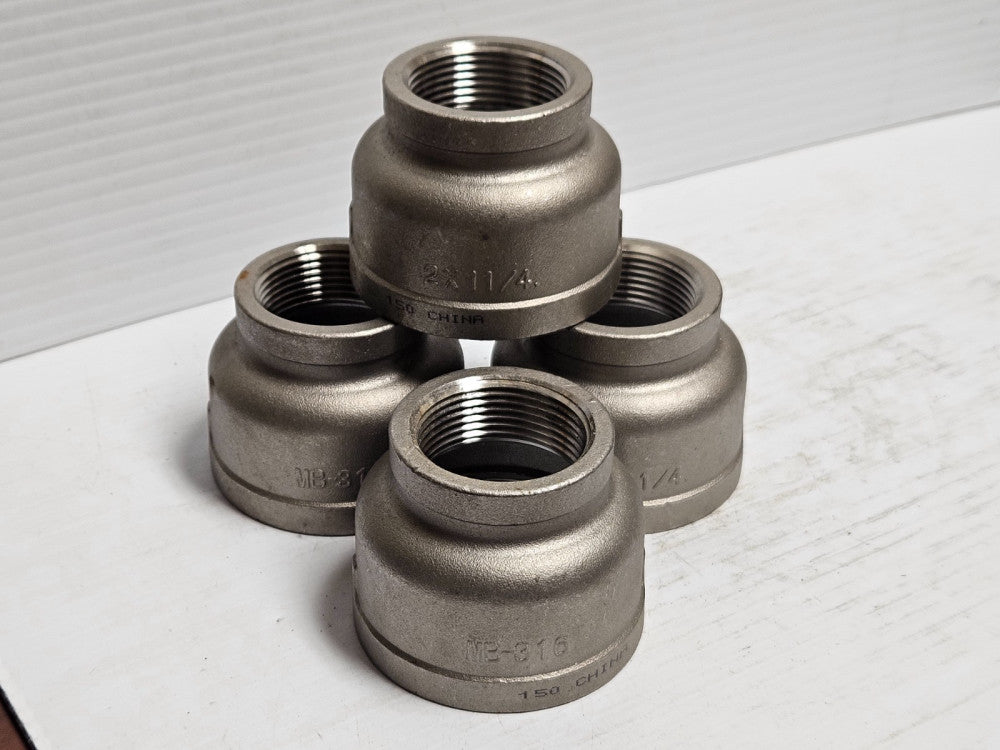 4) No Name 316 Stainless Female Threaded Reducing Coupling Fitting 150 2" 1-1/4"