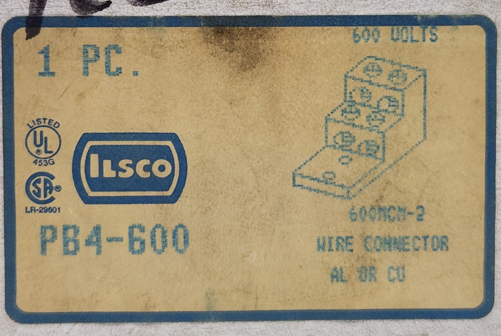 ILSCO WESTINGHOUSE PB4-600 Type PB PC Breaker Lug Terminal D1281 600 mcm AL9CU