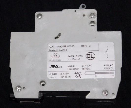 ALLEN BRADLEY 1492-SP Supplementary Protector Breaker Single Pole 1492 SP1C020