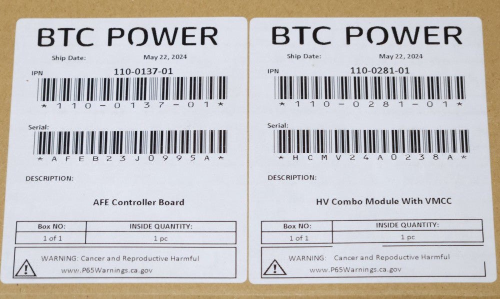 BTC POWER 110 0137 01 AFE CONTROLLER BOARD 110 028101 HV Combo Module With VMCC