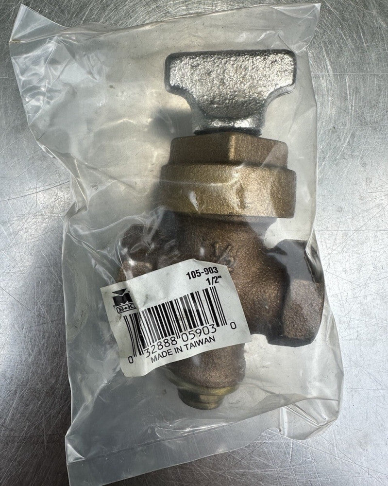 Mueller B&K 105-903 Brass Ground Key Stop & Drain Waste Valve 1/2" New