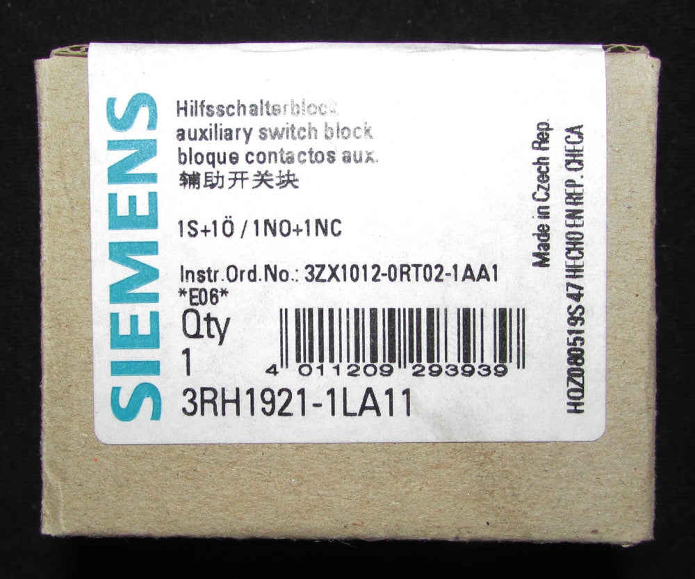 SIEMENS 3RH1921 ILA11 Auxiliary Switch Block  1NO 1 NC